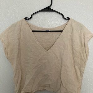 Casual Cream V-Neck Tee
